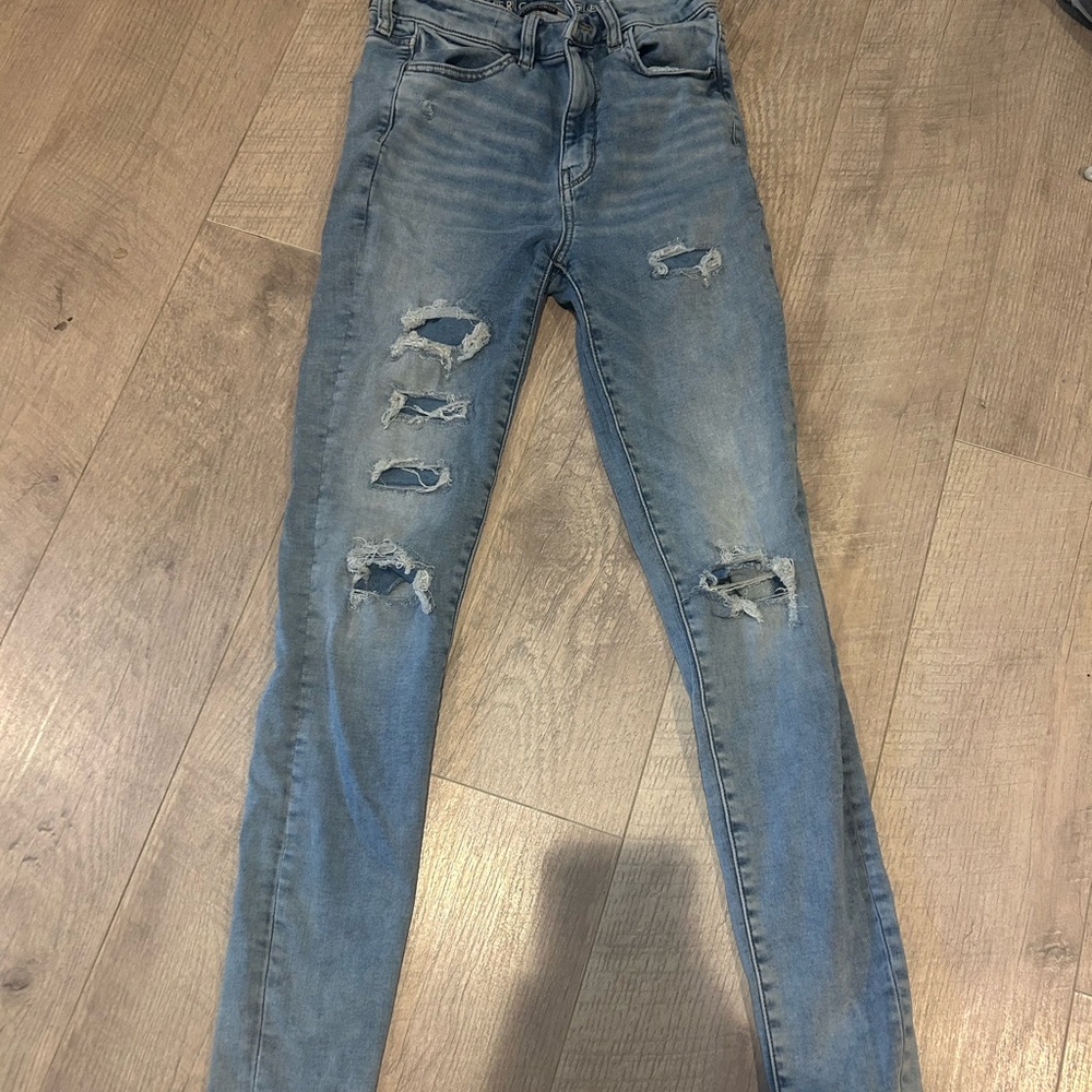 American Eagle Outfitters Blue Skinny Jeans Distressed